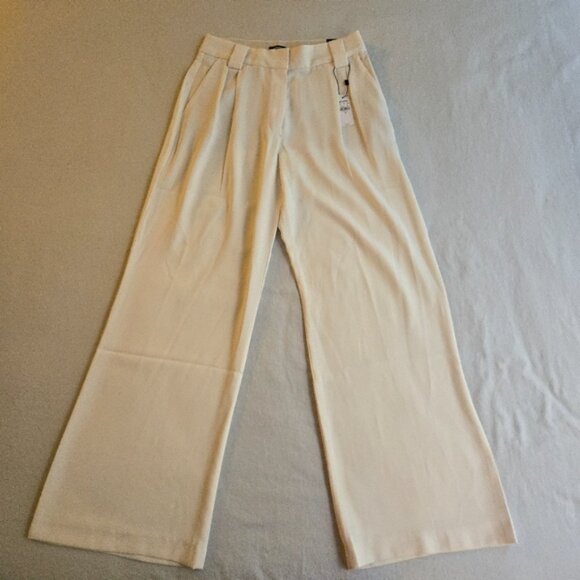 Express Stylist Cream Ivory High Waisted Pleated Wide Leg Pant - Picture 15 of 16